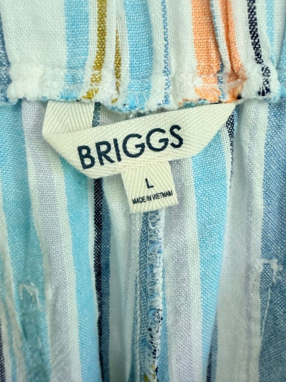 BRIGGS Multicolor Striped Linen Blend Pull On Shorts Women's Size L - Picture 3 of 8